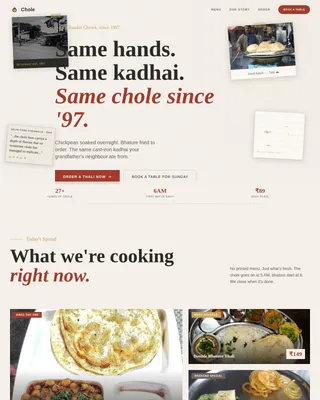 Chole — Authentic Indian Restaurant Landing Page Template