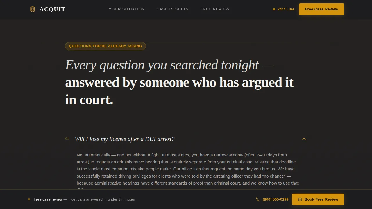 DUI Defense Attorney Landing Page Template