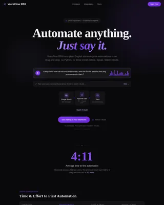 Invoke - Voice-Activated RPA Workflow Automation Landing Page Template