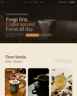 Brew — Premium Mushroom Coffee Landing Page Template
