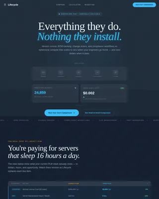 Lifecycle - Zero Infrastructure PLM Landing Page Template