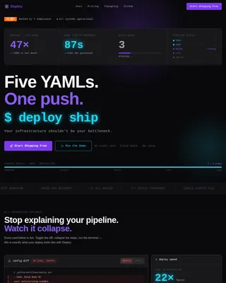 Deploy - Startup Velocity Devtools Landing Page Template