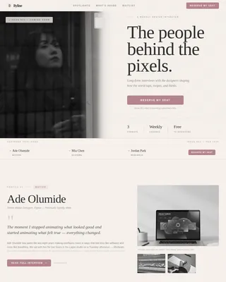 Byline Designer Interview Newsletter Landing Page Template
