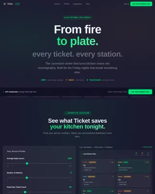 Live Ticket Command Dashboard Landing Page Template