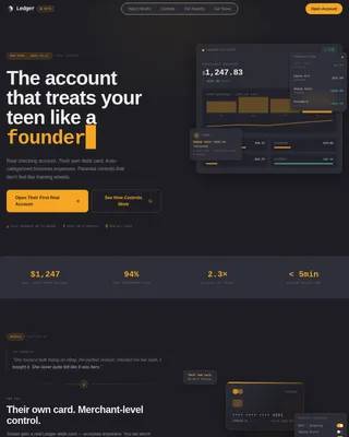 Ledger Teen Finance Dashboard Landing Page Template