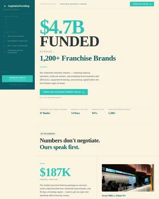 Capitalize — Smart Franchise Finance Landing Page Template