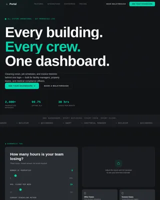 Intelligent Cleaning Service Client Dashboard Landing Page
