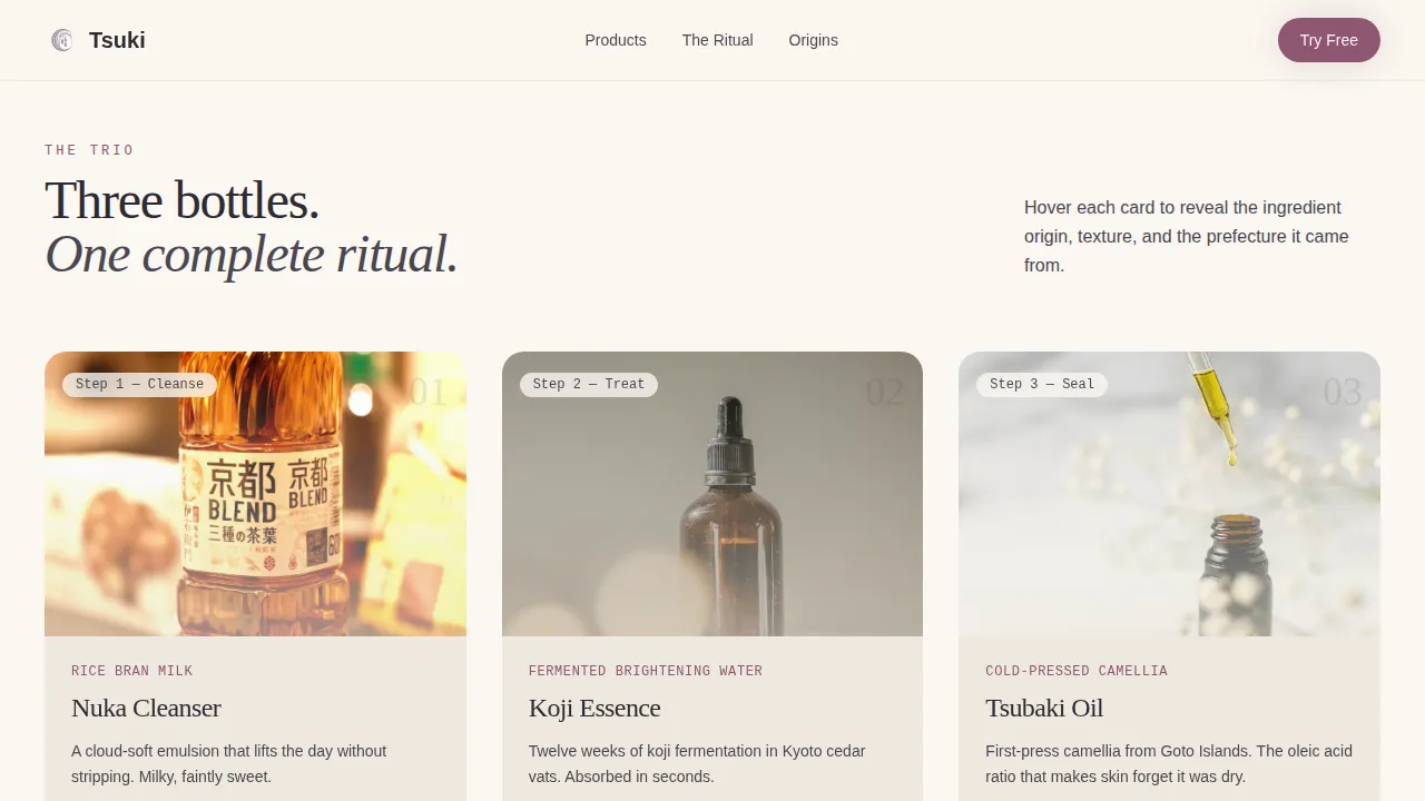 Ritual Japanese Skincare | Free Website Template | Rocket