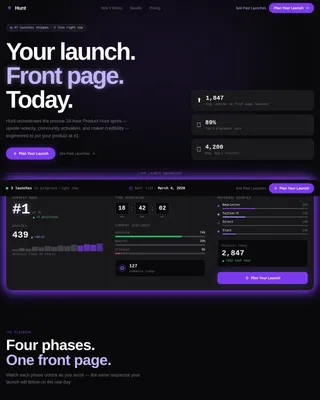 Hunt — Instant Launch Platform Landing Page Template