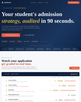 Admit — Instant College Advisor Landing Page Template