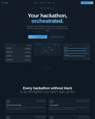 Hack — Instant Hackathon Network Landing Page Template