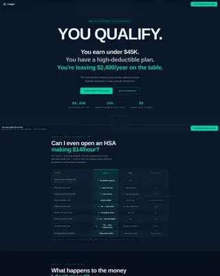 Ledger - Tax-Sheltered HSA Savings Comparison Landing Page Template