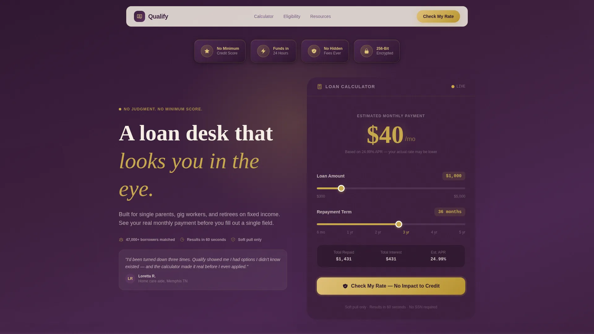 Specialist Low Income Finance Cost Estimator Website Template