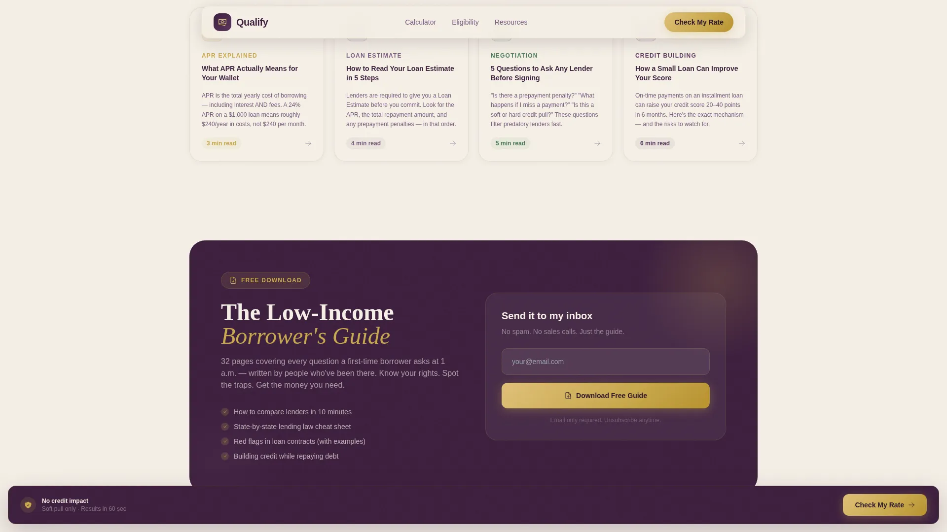 Specialist Low Income Finance Cost Estimator Website Template