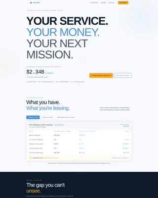 Command — Military Retirement Dashboard Landing Page Template