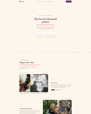 Capture - Heartfelt Photography Landing Page Template