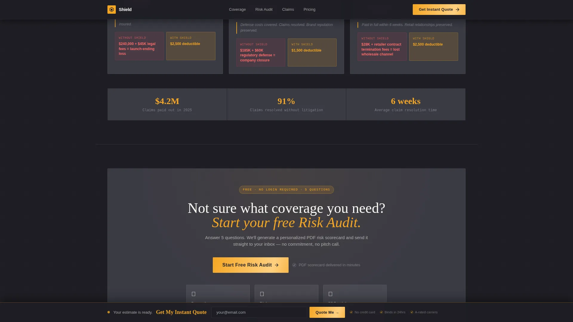 Rapid Liability Protection Landing Page Template