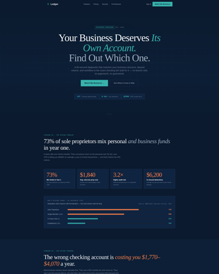 Ledger - Powerful Smallbusinesschecking Landing Page Template
