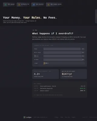 Ledger — Effortless Student Account Landing Page Template