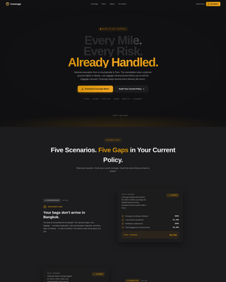 Coverage - Precision Travelinsurance Landing Page Template
