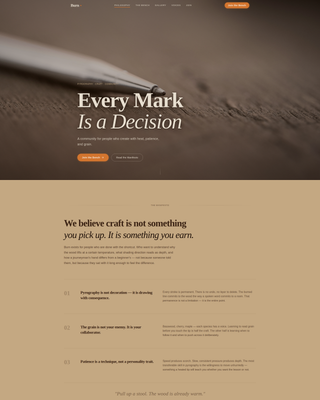 Burn - Timeless Pyrography Landing Page Template