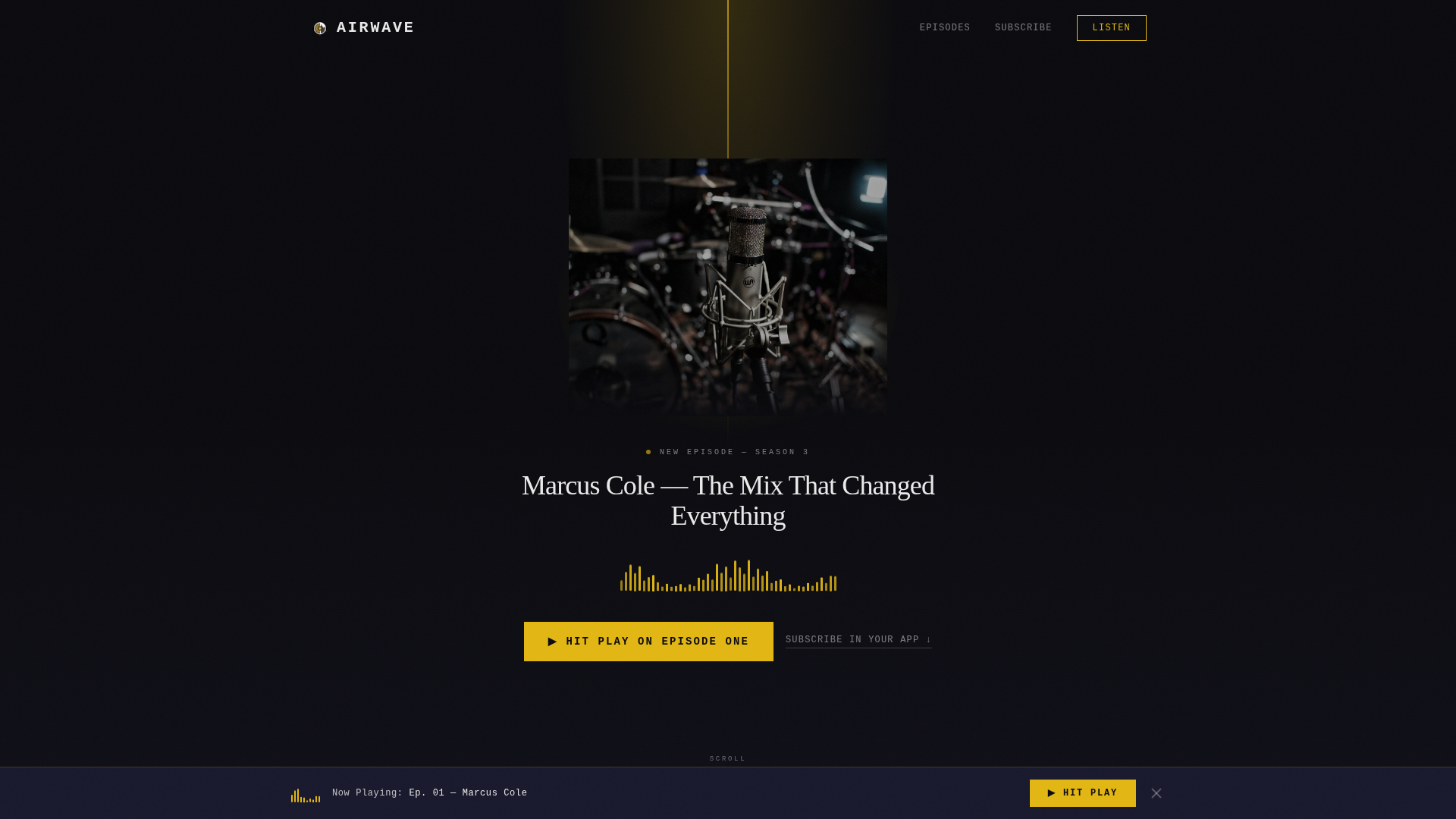 Airwave — Epic Music Podcast Landing Page Template
