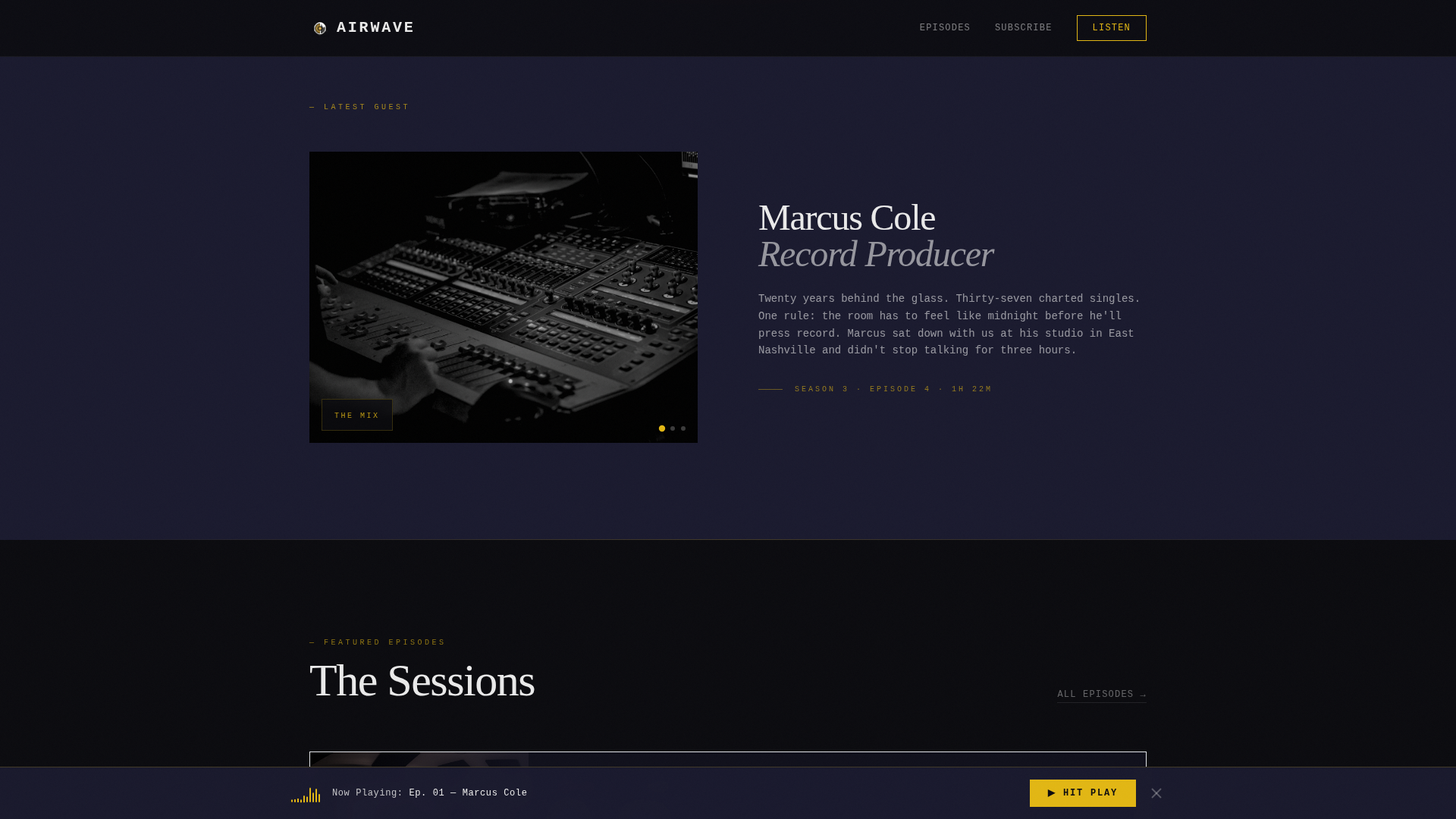 Airwave — Epic Music Podcast Landing Page Template