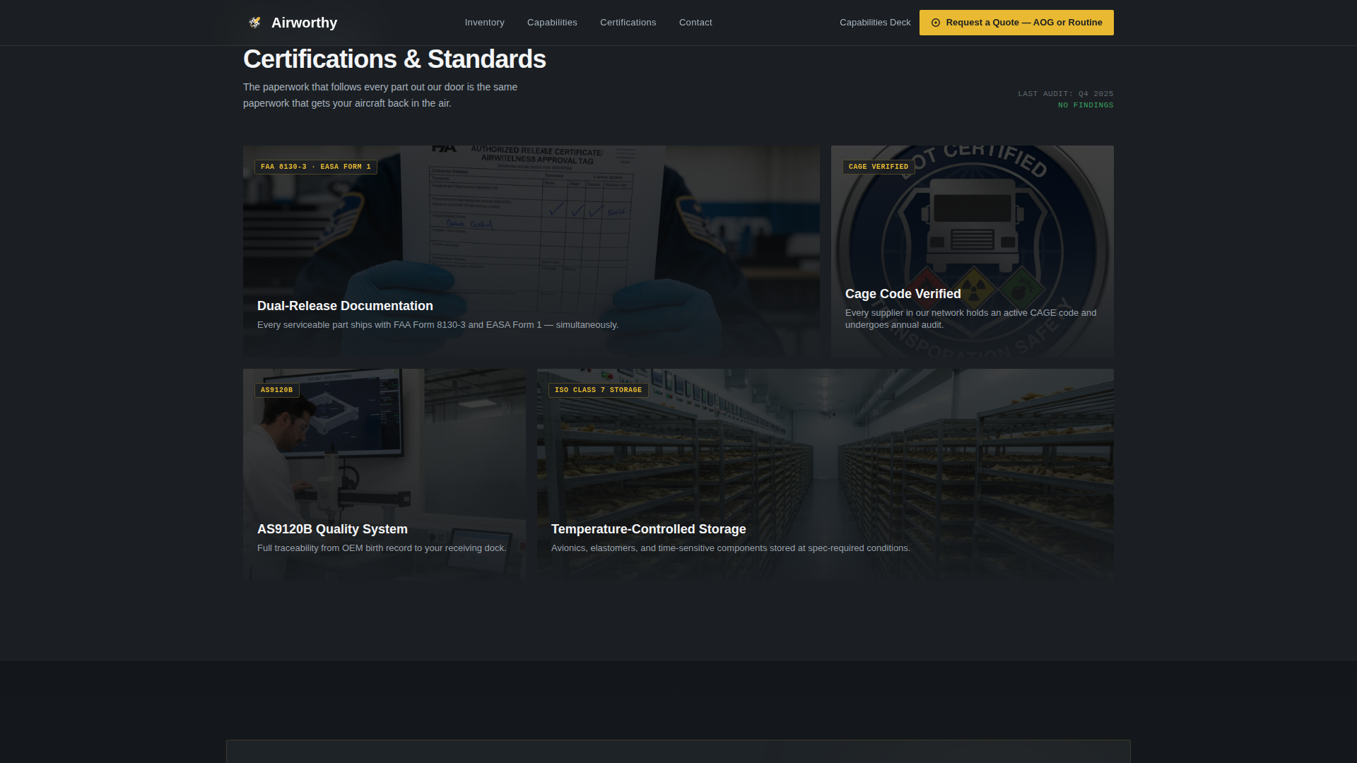 Airworthy - Certified Aviation Parts Landing Page Template