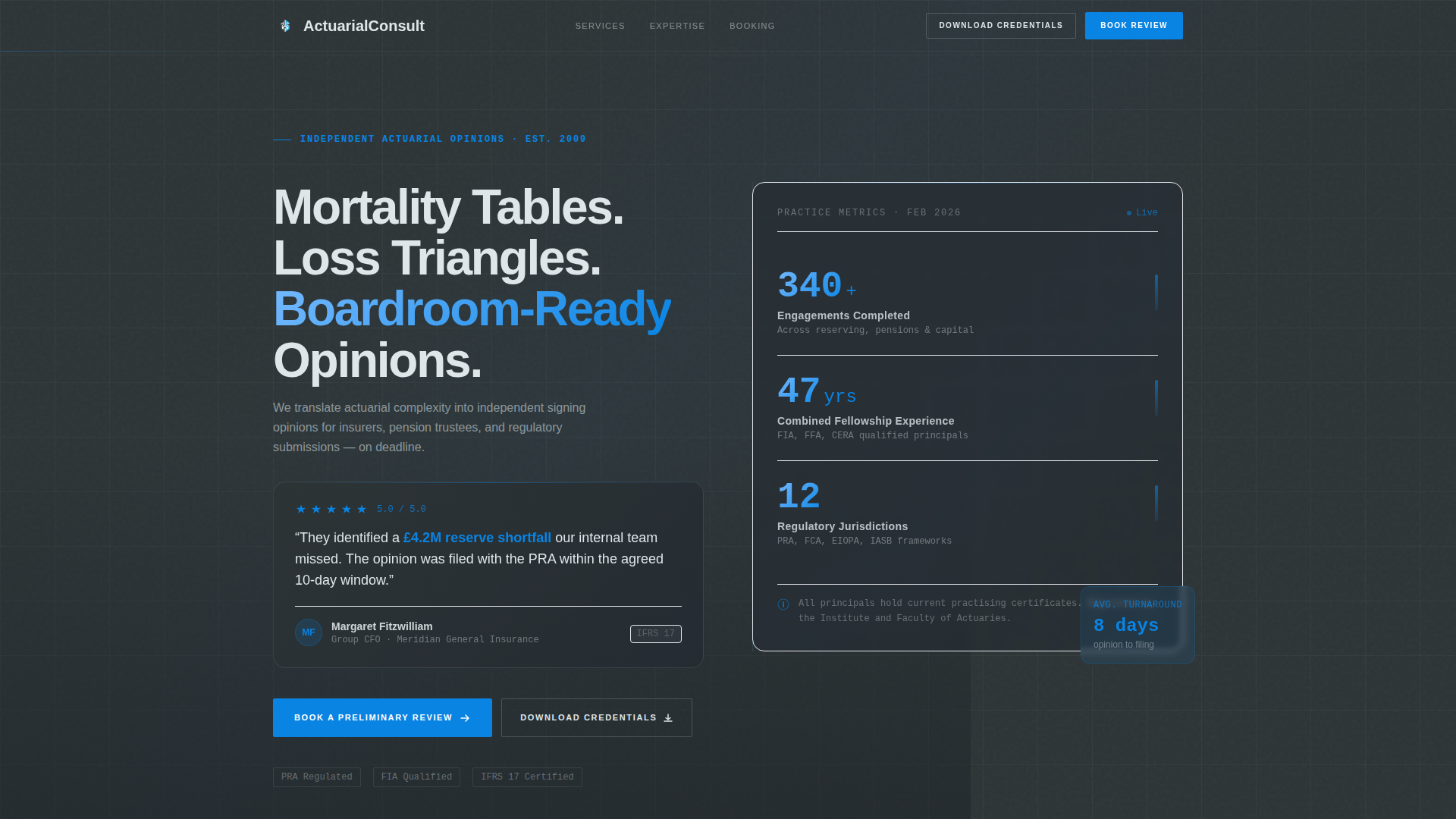 Actuary Booking Website Template