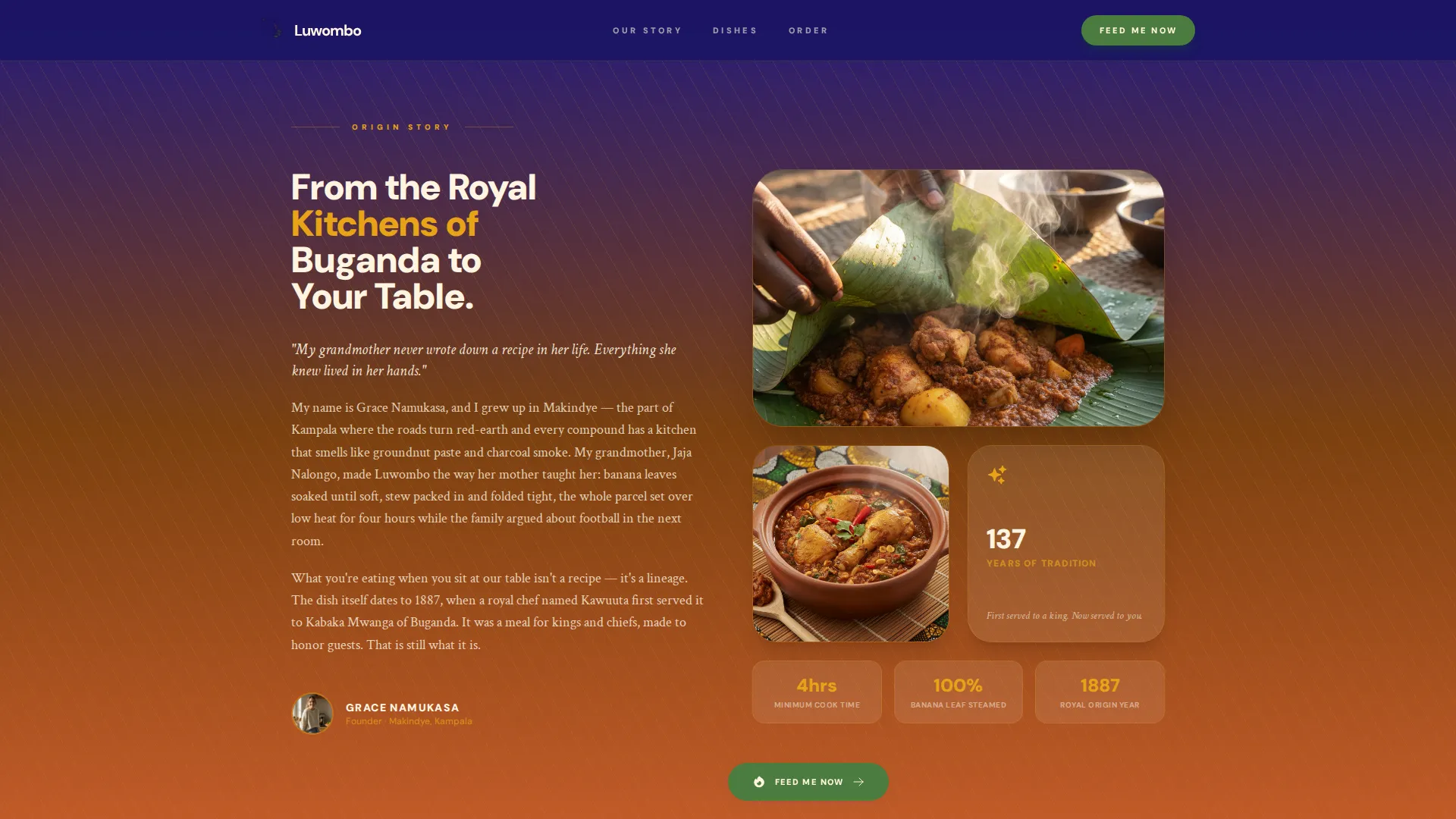 Authentic Ugandan Restaurant Landing Page Template