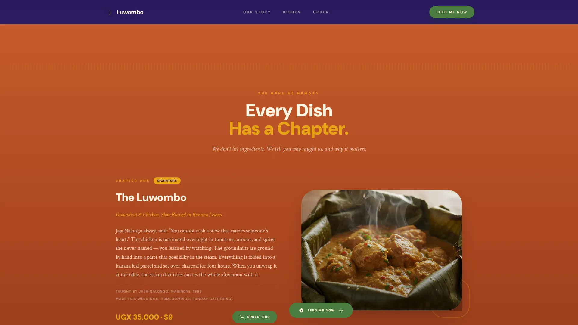 Authentic Ugandan Restaurant Landing Page Template