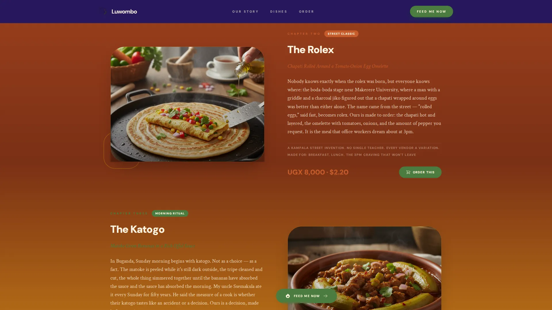Authentic Ugandan Restaurant Landing Page Template