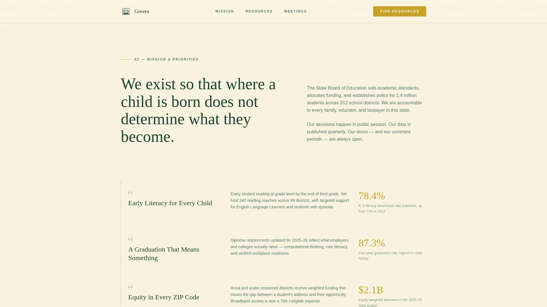 Advance — State Education Authority Landing Page Template