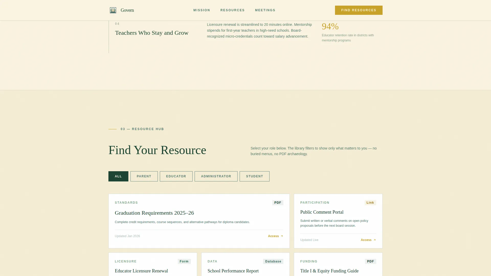 Advance — State Education Authority Landing Page Template