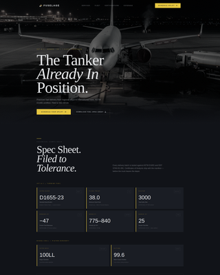 Fuselage - Precision Aviation Fuel Landing Page Template