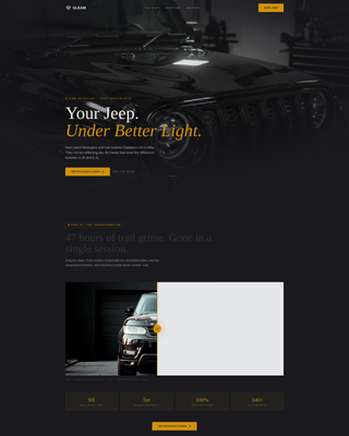 Gleam - Cinematic Jeepdetailing Landing Page Template