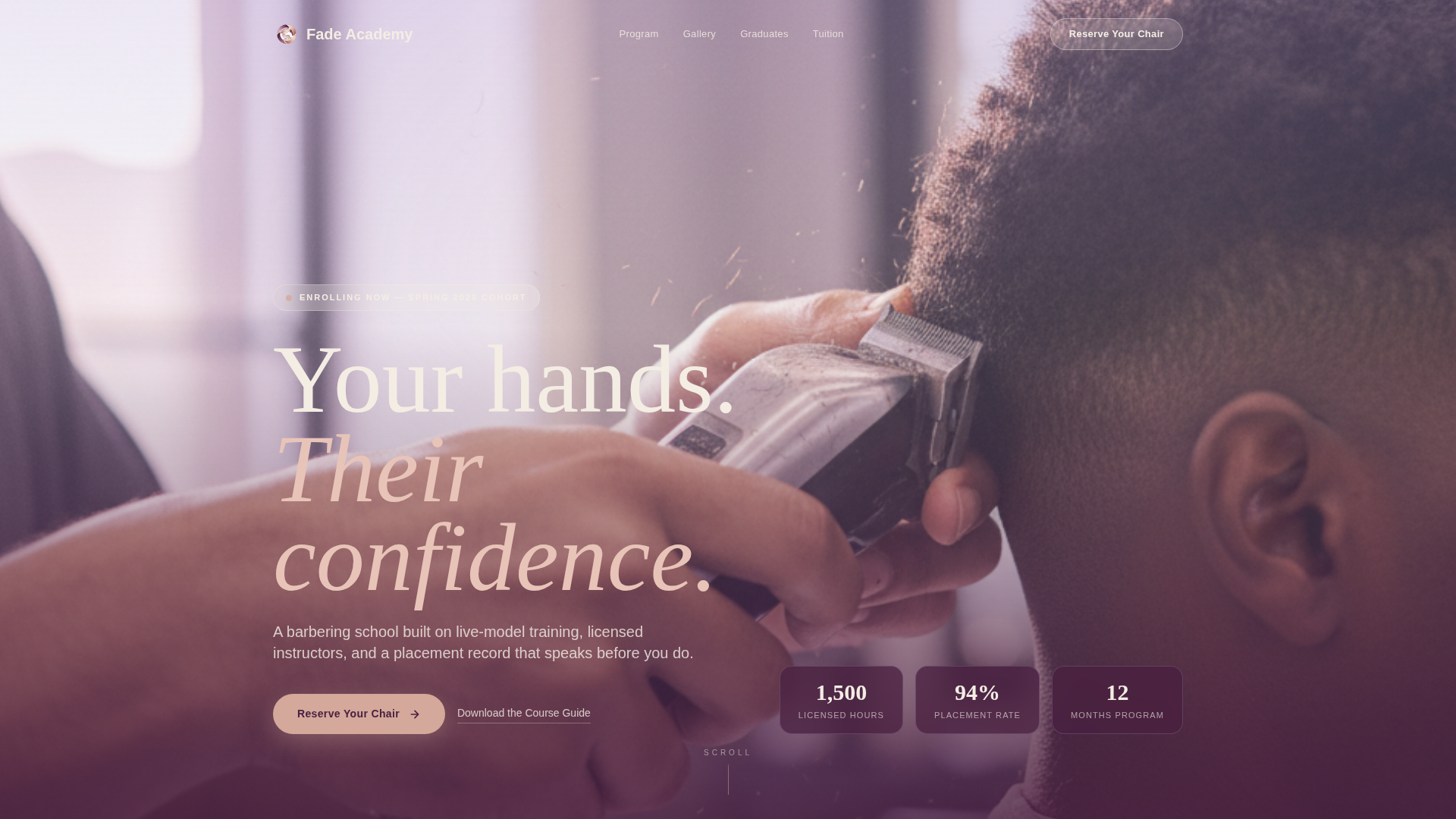 Academy Landing Page Template | Fade