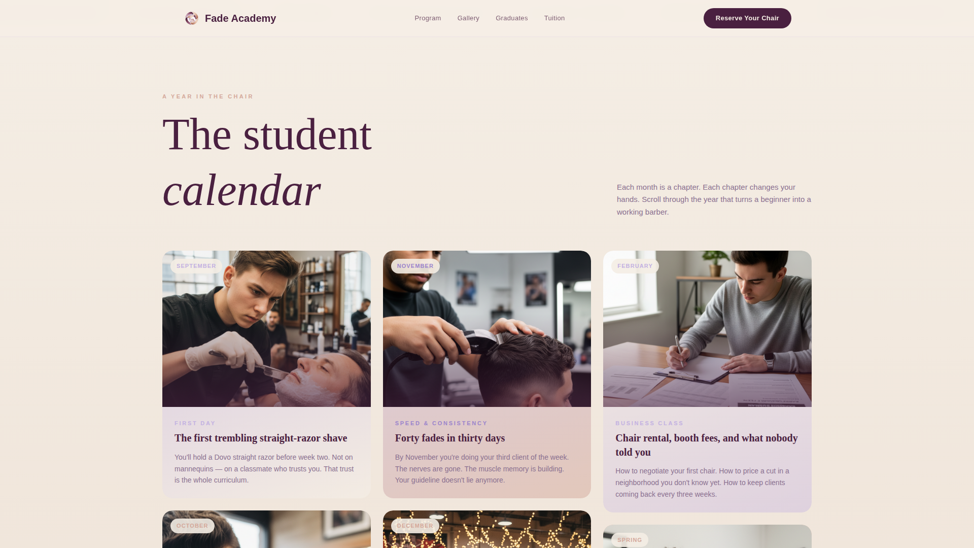 Academy Landing Page Template | Fade