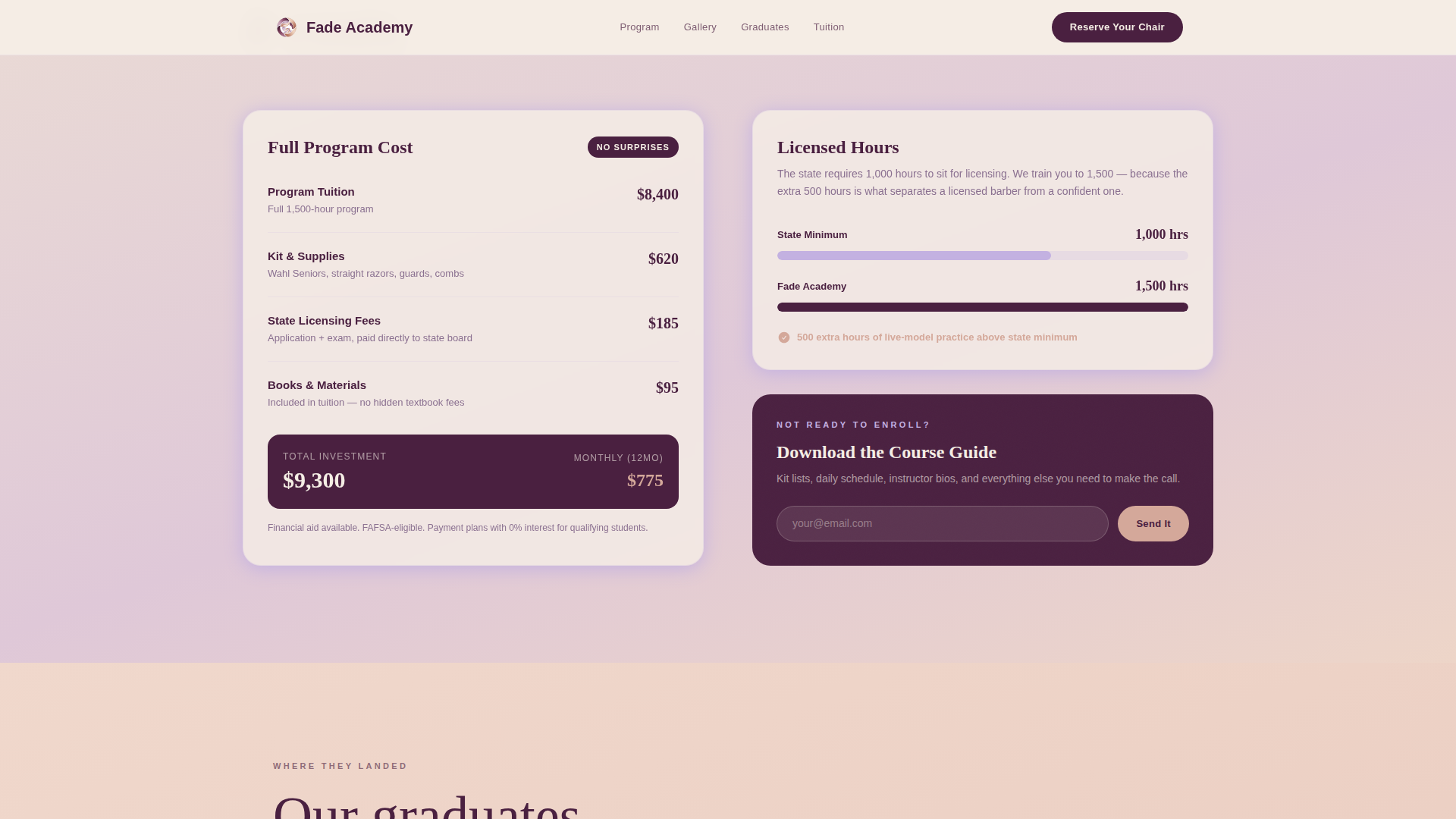 Academy Landing Page Template | Fade
