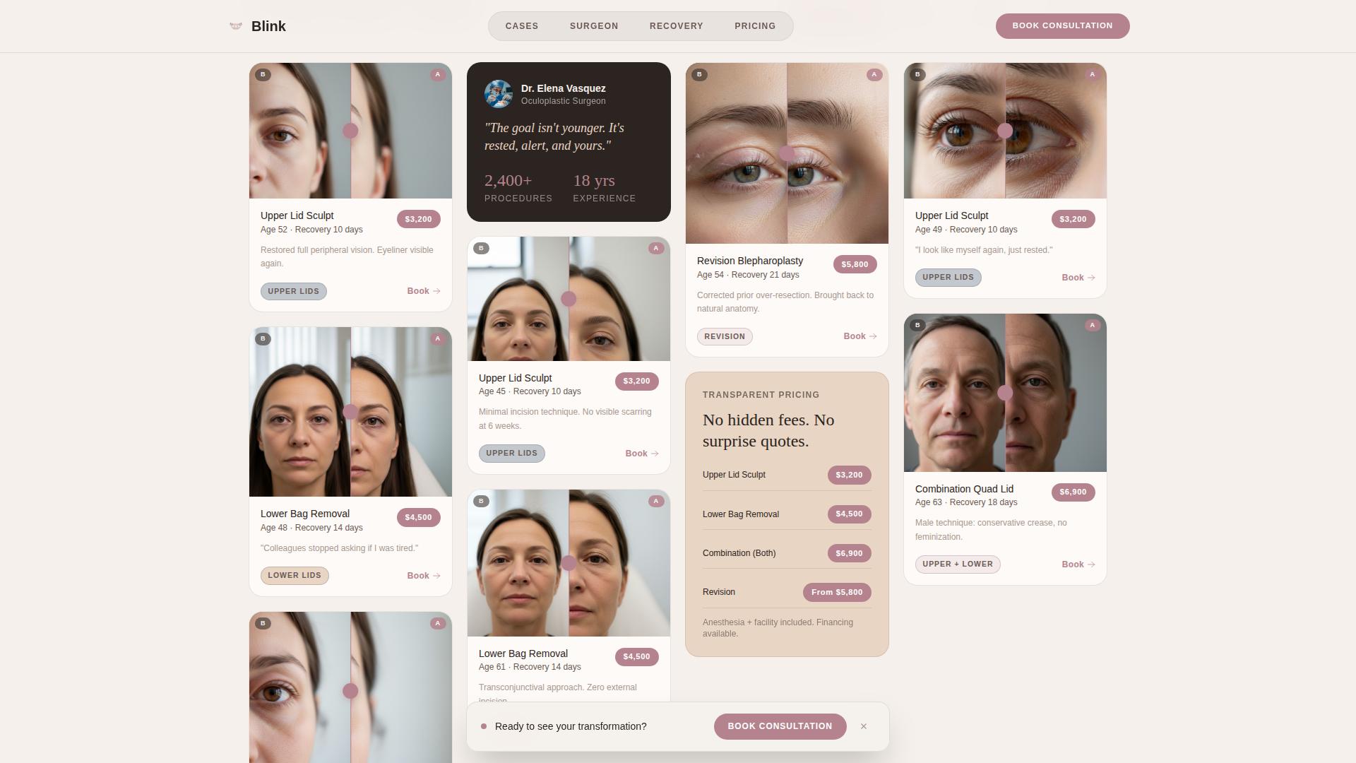 Cosmetic Surgery & Aesthetic Clinic Pricing Website Template
