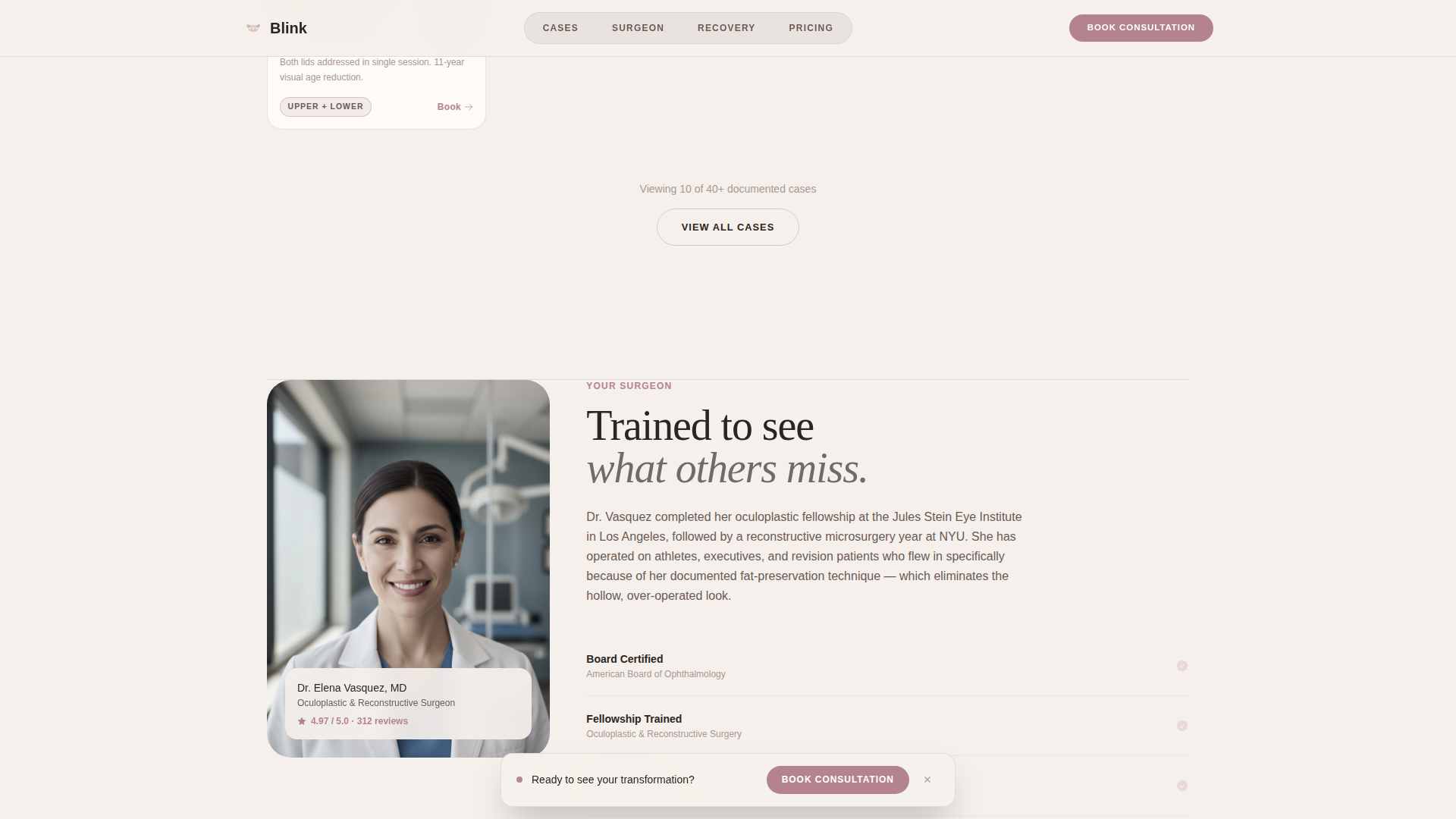 Cosmetic Surgery & Aesthetic Clinic Pricing Website Template