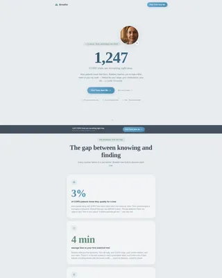 Breathe — Evidence-Backed Research Trials Landing Page Template