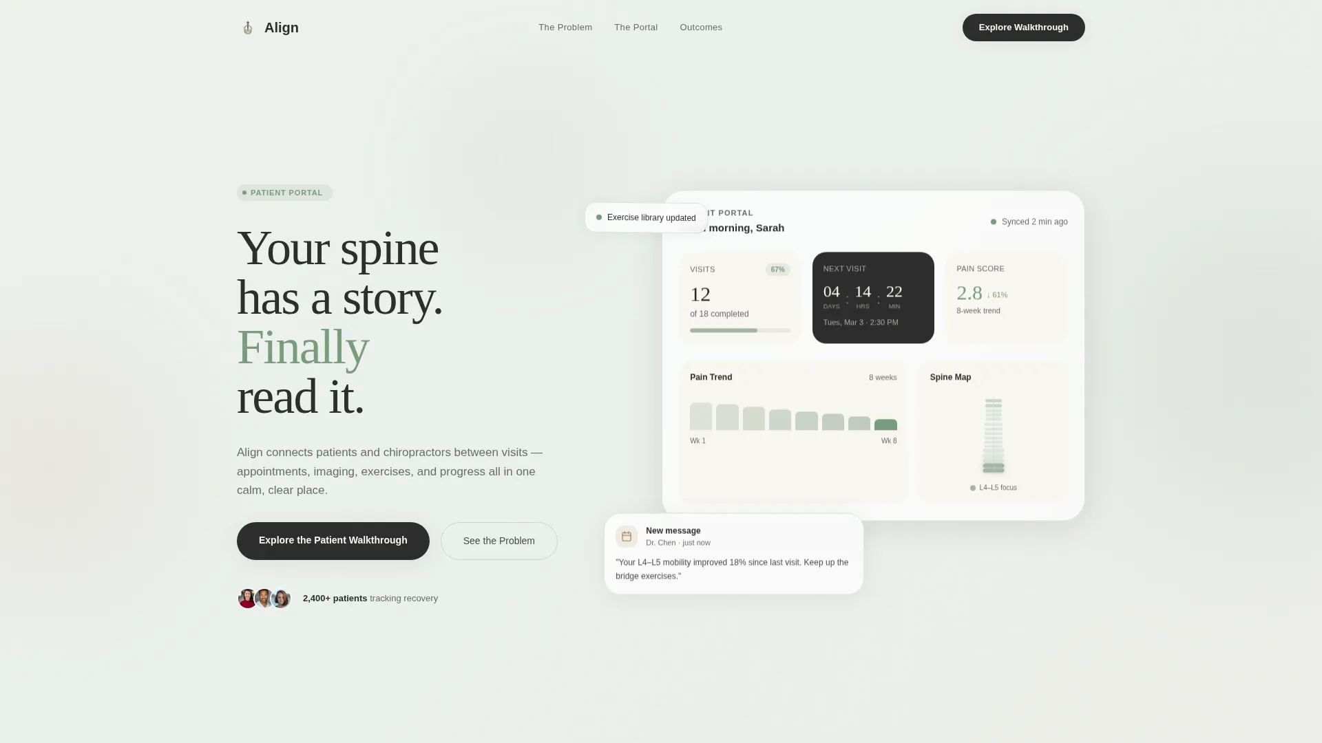 Chiropractic Patient Portal Landing Page Template