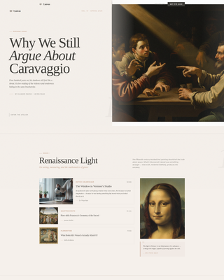 Canvas - Immersive Arthistory Landing Page Template