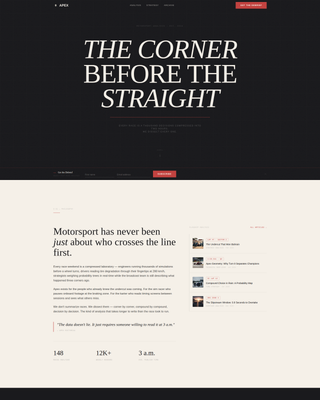 Apex - Precision Motorsport Landing Page Template