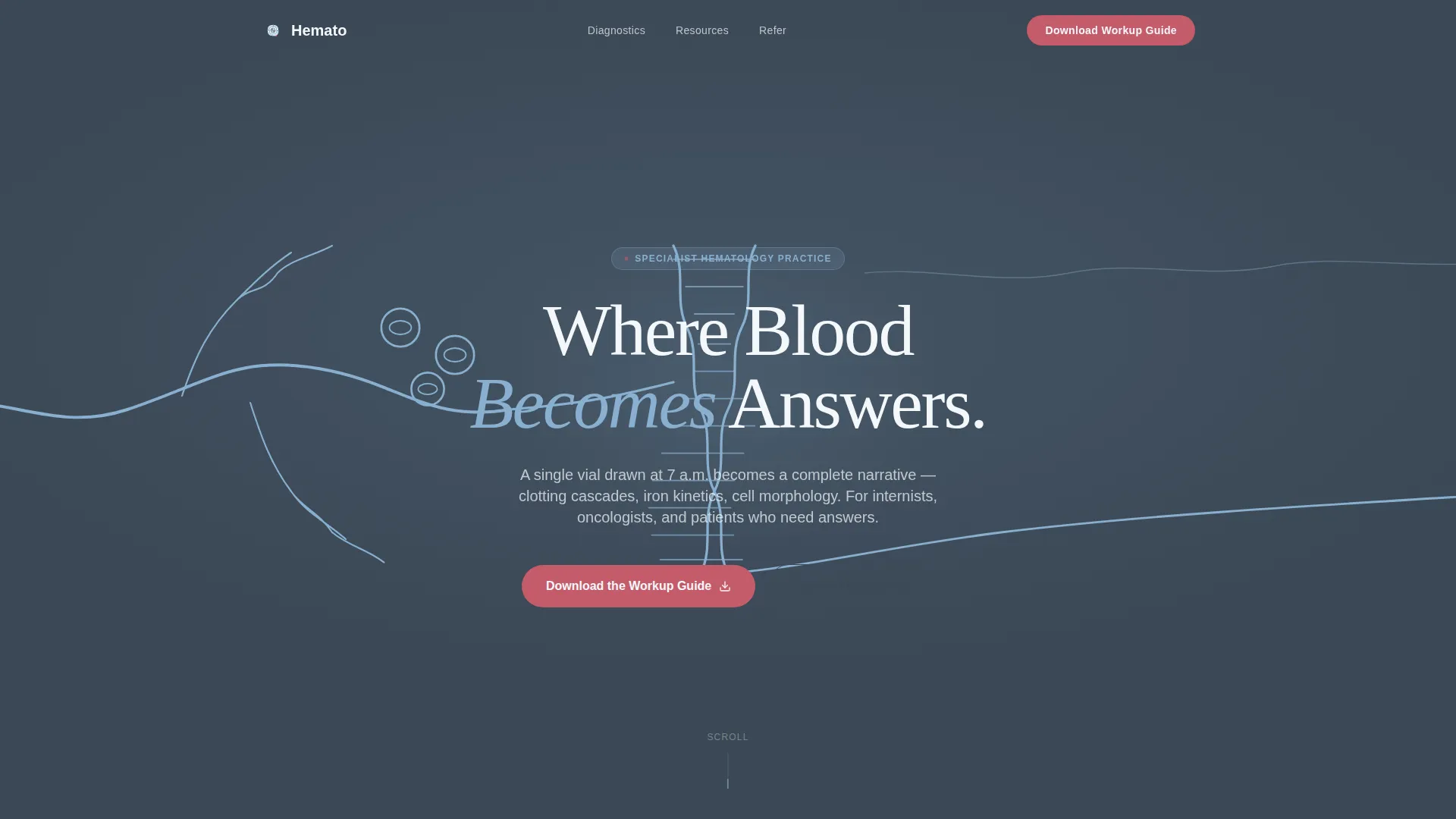 Hematologist Practice Website Template with Diagnostic Pathways