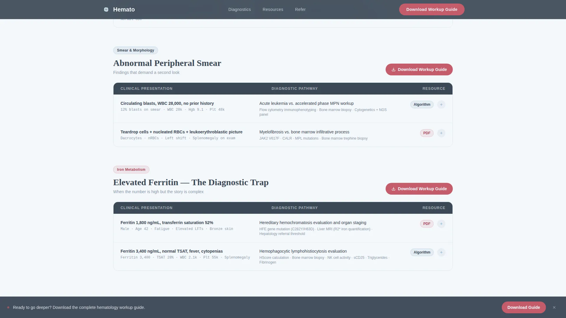Hematologist Practice Website Template with Diagnostic Pathways