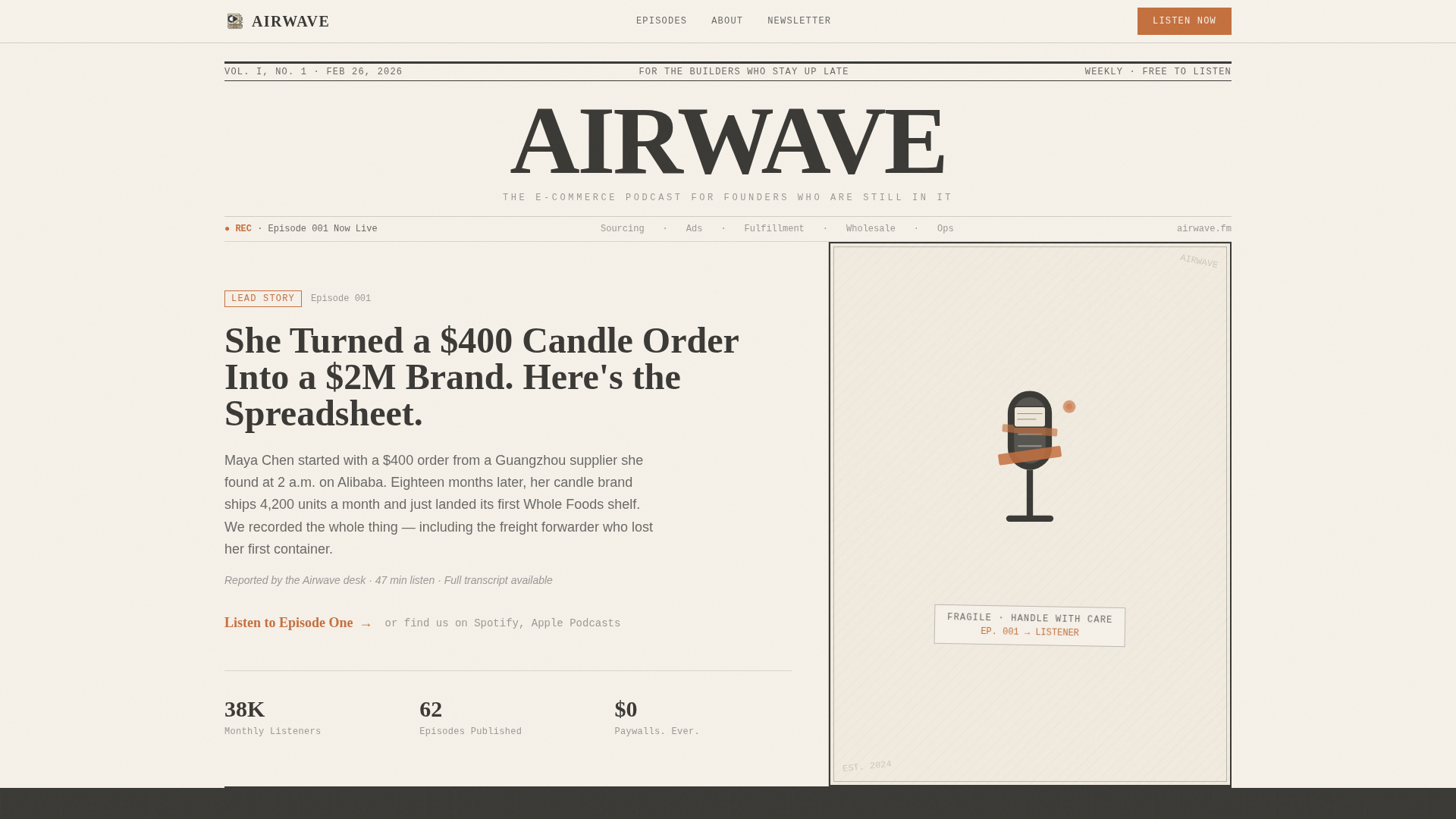 Airwave - Artisan Ecommerce Landing Page Template