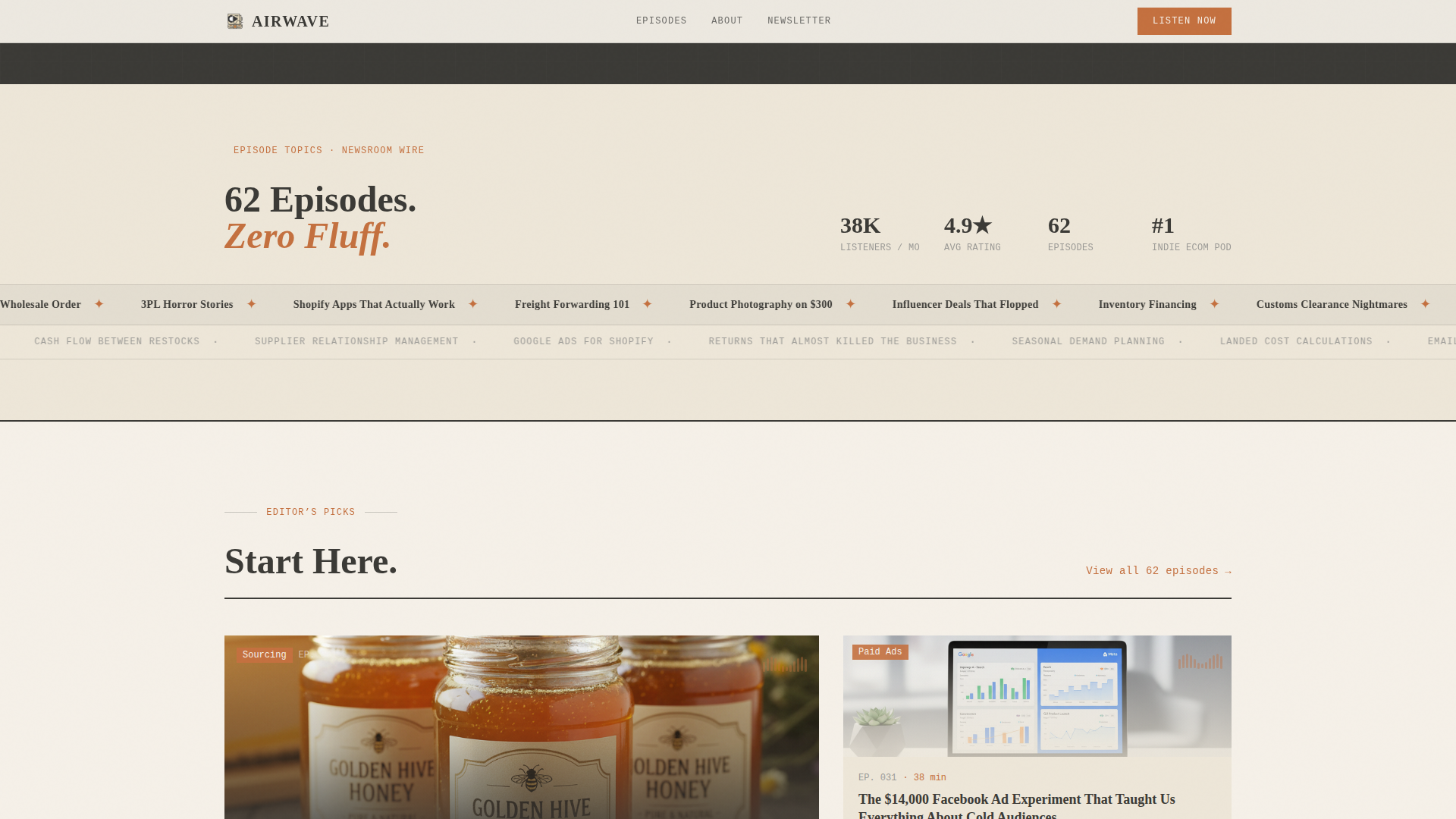 Airwave - Artisan Ecommerce Landing Page Template