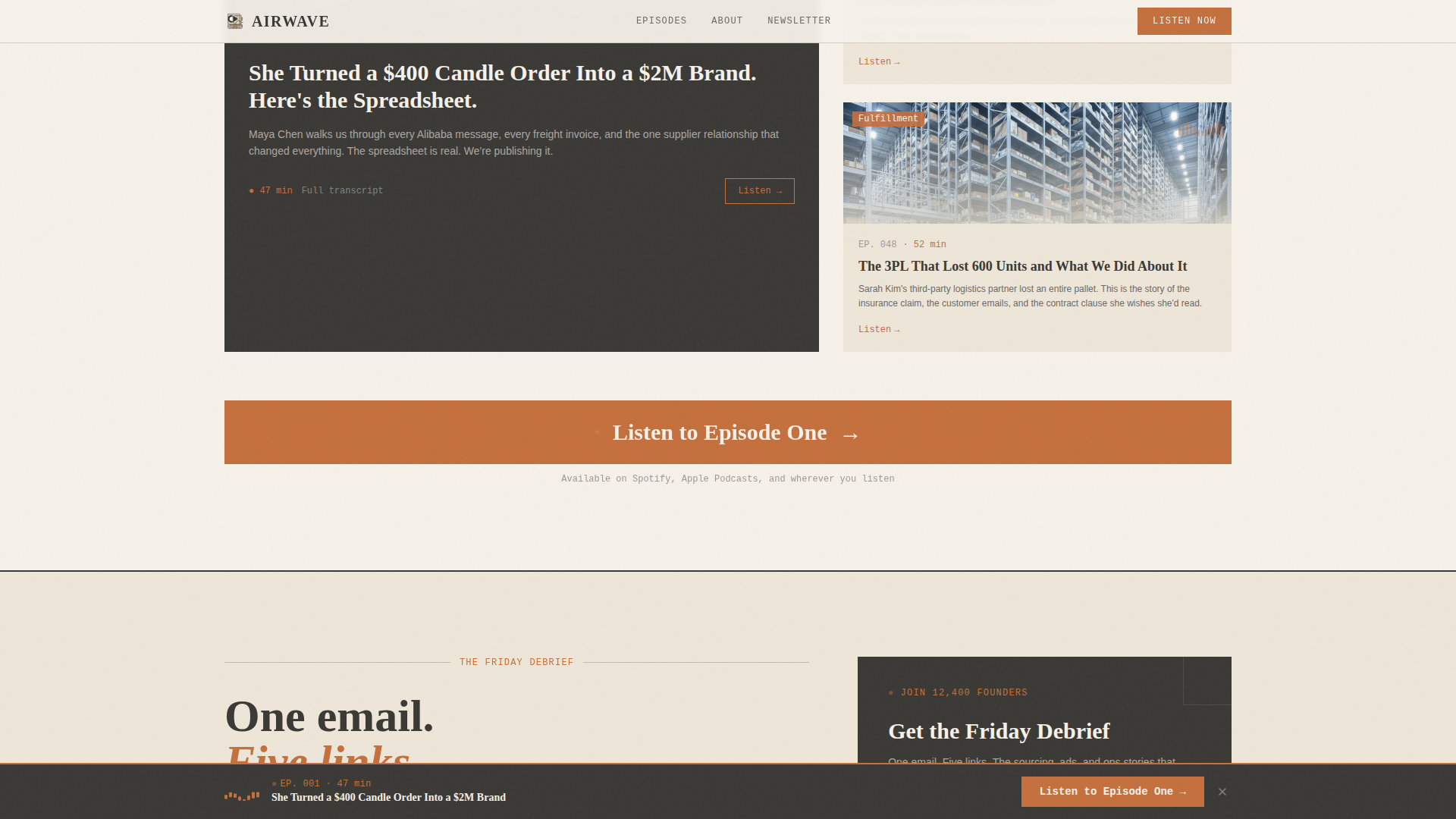 Airwave - Artisan Ecommerce Landing Page Template